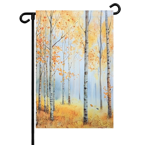 Trunk Florest Garden Flag 12x18 Inch Retro Watercolor Golden Meadow Country Farmhouse Double Sided Small Decorative Garden Flags for Outside, Outdoor Yard Porch Lawn Decoration