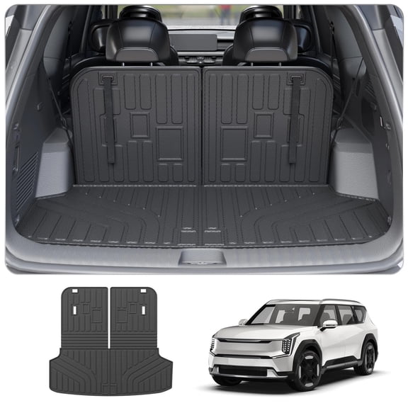 Trunk Mat Compatible with 2024 2025 2026 Kia EV9 Cargo Mat Cargo Liner Trunk Liner Back Seat Cover Protector All Weather EV9 Accessories (Trunk Mat with Backrest Mats)