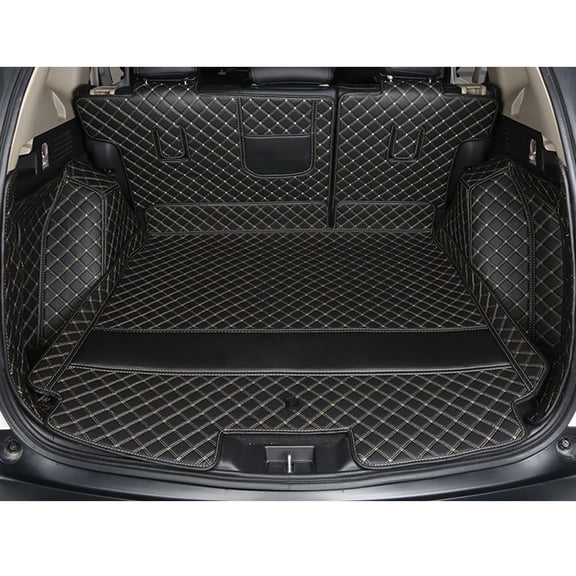 Trunk Mat Compatible with Mercedes GLC Coupe 2016-2022(2023 Do Not Fit) 3D Laser Full Coverage coverion All Weather Cargo Mat Rear Pet Liner Black with Gold Stitching