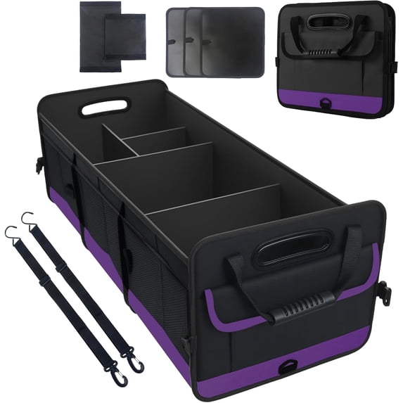 Trunk Organizer for Car, Sturdy Storage Organization with Non-Slip Bottom Strips, 95L Large Capacity Cargo Organizer for Suv, Truck, Sedan, Waterproof Portable Car Organizers for Women Men