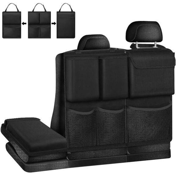 Trunk Organizer, Detachable  Seatback  Storage Container with Zippers, Large Capacity  Auto Seat  Trunk Bag Accessories, Universal for   (Black)