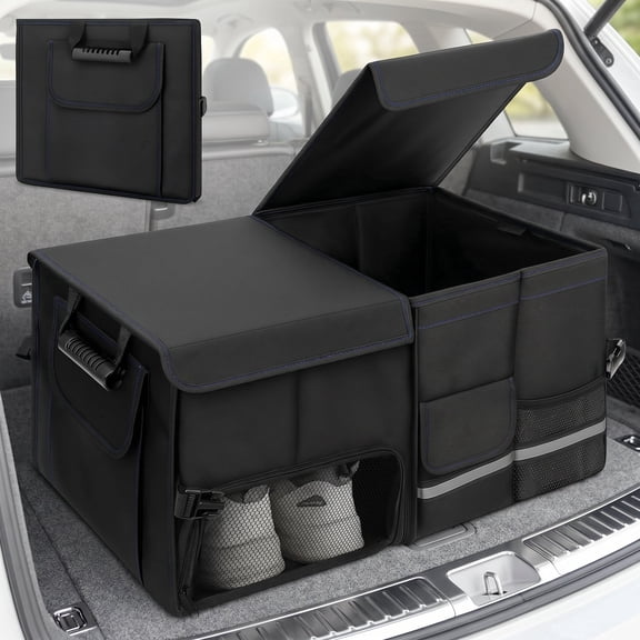 Trunk Organizer for SUV - 60L, Foldable Car Trunk Organizer Bags with Lid Large Capacity Car Organizers and Storage with Lid for SUV,Sedan,Truck Accessories,23.62"12.99"11.81"(Black)