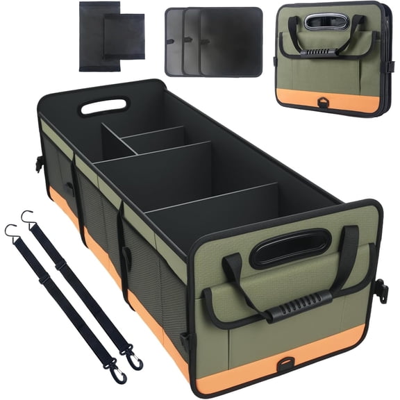 Trunk Organizer for Suv, Sturdy Storage Organization with Non-Slip Bottom Strips, 95L Large Capacity Cargo Organizer for Car, Truck, Sedan, Waterproof Portable Car Organizers for Women Men