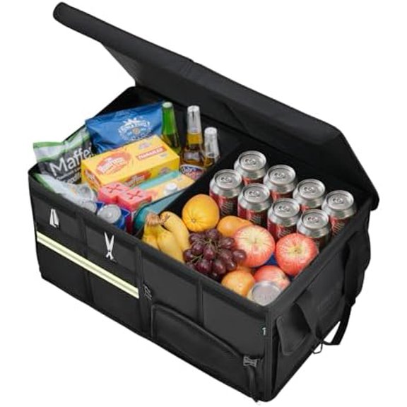 Trunk Organizer with Breathable Shoe Storage for Suv, Waterproof Car Organizers Collapsible, Large Trunk Organizer Back Seat Storage for Car