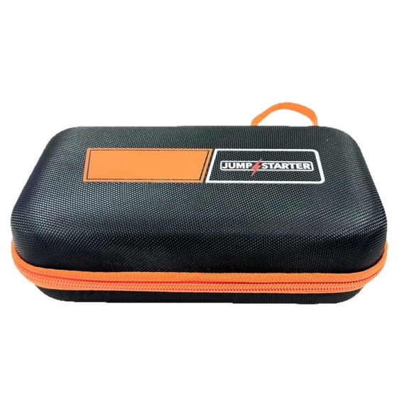 Trunk Ready Jump Starter Keeper for Daily Commuters, Protective Molded Shell with Top Loop, Zippered Car Storage Layout, Cables, Main Device