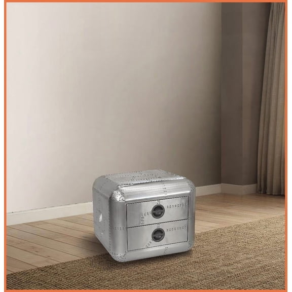 Trunk-Shape Aluminum Coffee Table with 2 Drawers, Space-Saving Storage for Living Room