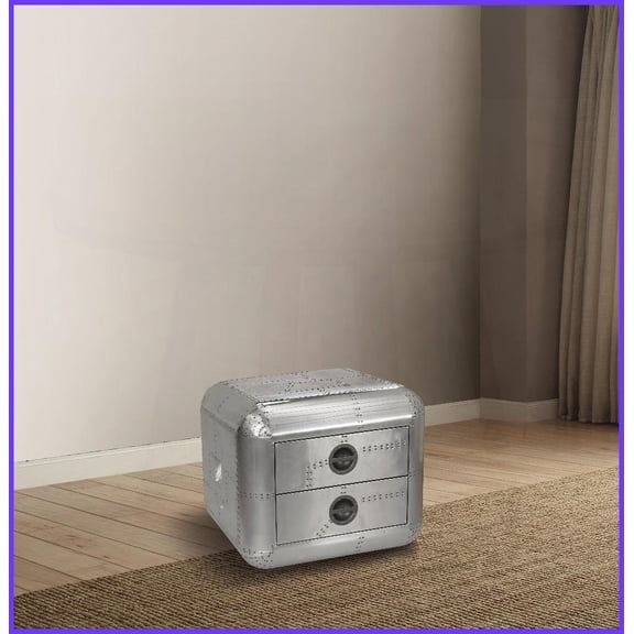 Trunk-Shape Aluminum Coffee Table with 2 Drawers, Space-Saving Storage for Living Room