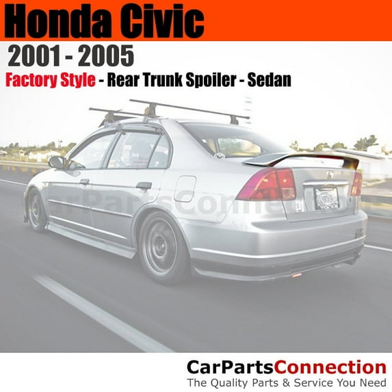 Trunk Spoiler Compatible With 2001 2002 2003 2004 2005 Honda Civic Sedan Factory Style 2-Post Pedestal Painted Color NH578 White