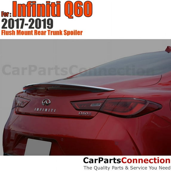 Trunk Spoiler Compatible With 2017 2018 2019 Infiniti Q60 Coupe Factory Style Flush Mount Painted Color KH3 Black Obsidian