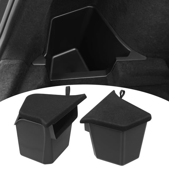 Trunk Storage Bins with Lids for 2026 Tesla Model Y Juniper 5 Seater, 2PCS TPE Side Cargo Organizer Boxes, Rear Trunk Containers with TPE Covers, Custom Fit Tesla Model Y Juniper Accessories