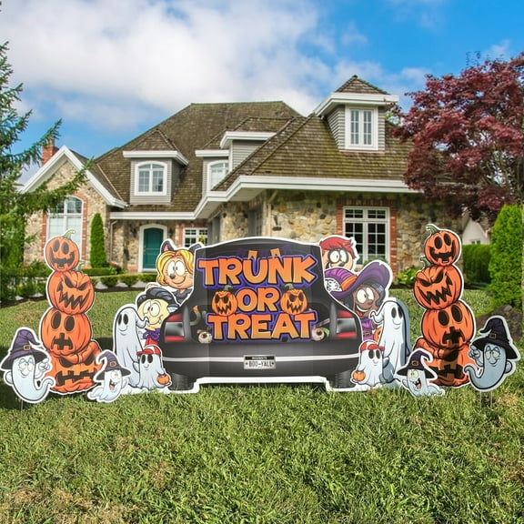Trunk or Treat Oversized Halloween EZ Yard Card Decoration 7 pc Set