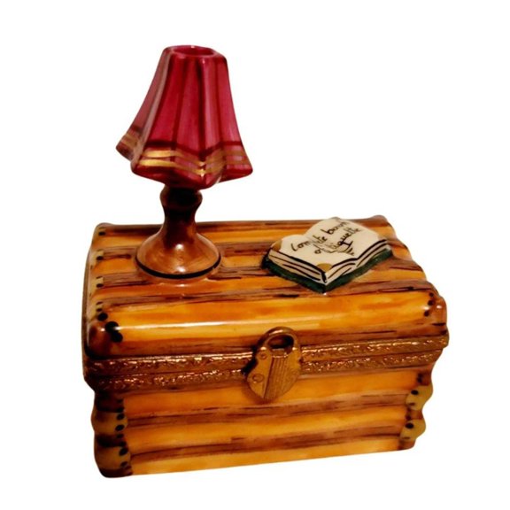 Trunk Lamp French Book Chest Decor Limoges Box Porcelain Figurine