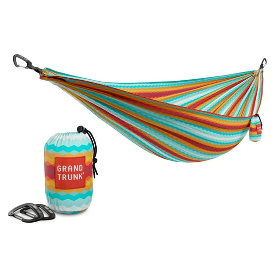 Grand Trunk TrunkTech Double Camping Hammock Lightweight Ripstop Nylon with Integrated Stuff Sack for Backpacking Hiking and Travel