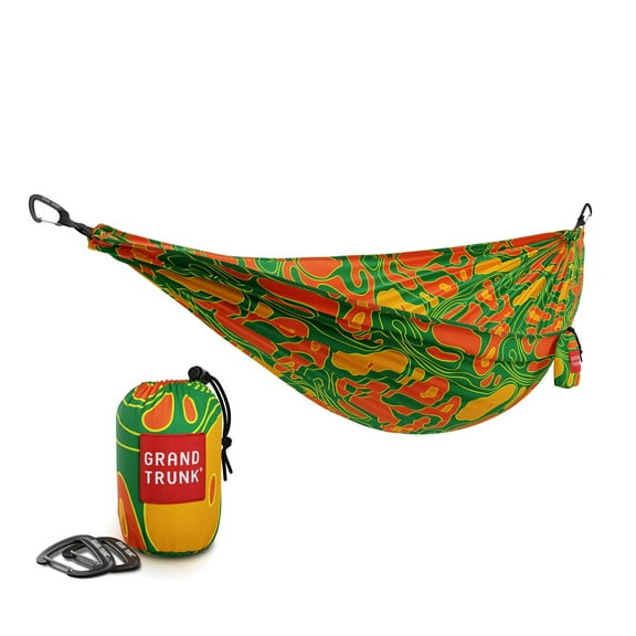 Grand Trunk TrunkTech Double Camping Hammock Lightweight Ripstop Nylon with Integrated Stuff Sack for Backpacking Hiking and Travel