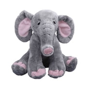 Trunks Elephant Plush Toy 16 Inch, Realistic Safari Wildlife Stuffed Animal, Soft Gray Collectible