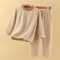thumbnail image 1 of FAIOROI Cotton Girls' Loungewear Set, Soft Skin-Friendly Kids with Crew Neck Top & Elastic Waist Pants, Coffee (6 Months-11 Years),Size 3 T, 1 of 4