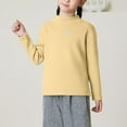 thumbnail image 1 of fnnxnal 100% Cotton Girls' Yellow Long Sleeve High Neck Top - Cute Heart Detail, Breathable Comfortable Daily Wear for Kids Ages 4-12 (Size 110-170),Size 11-12T, 1 of 5