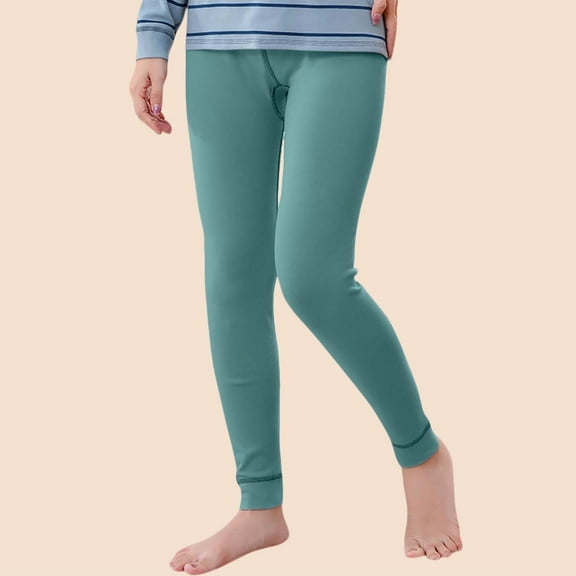 Trupants 100% Cotton Green Thermal Leggings for Big Girls (11T) - Soft Breathable Slim Fit, Perfect Cold Weather Base Layer & Cozy At-Home Wear