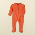 thumbnail image 1 of Trupants 100% Cotton Newborn Baby Footed Onesie - 9 Months, Orange, Full-Length Zipper - Soft, Easy Diaper Change for Sleep & Play, 1 of 3