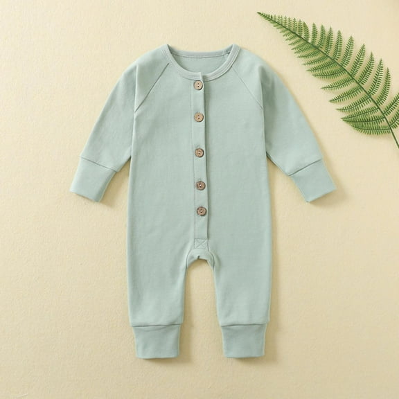 fnnxnal 100% Cotton Newborn Baby Onesie, 3 Months, Green - Soft Hypoallergenic, Front Button, Breathable Infant Romper for Easy Dressing
