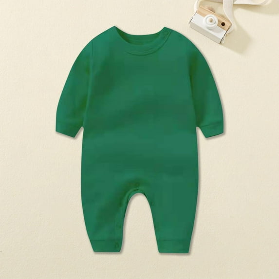 Trupants 100% Cotton Newborn Baby Onesie - Long Sleeve, Snap Crotch, Soft Hypoallergenic, 6 Months, Green