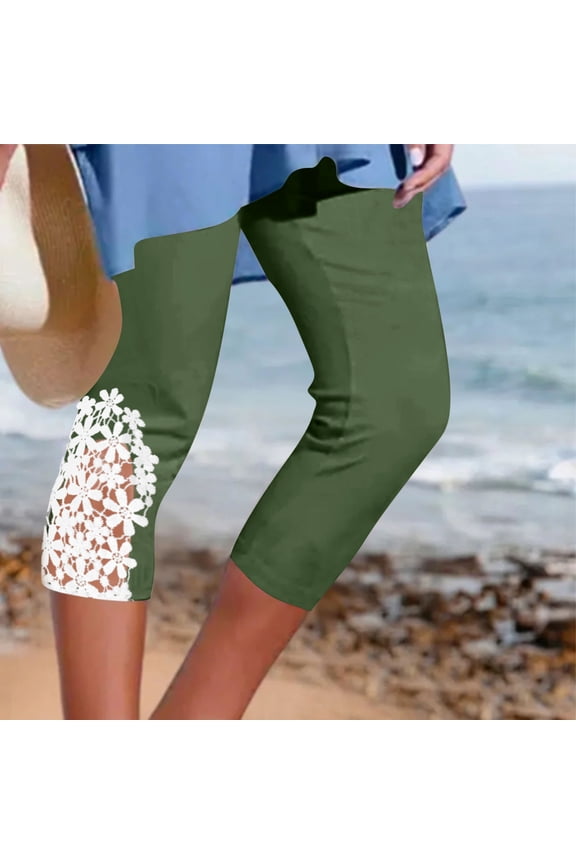 2025 Trendy Army Green Womens Casual Pants with Pockets for Summer Ladies Capris Capri Pants XL Womens Capris