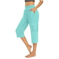 thumbnail image 1 of fnnxnal 2025 Trendy Mint Green Stretch Capris Pants for Summer with Pockets Womens Casual Comfort Fit Ladies Capri Pants S, 1 of 7