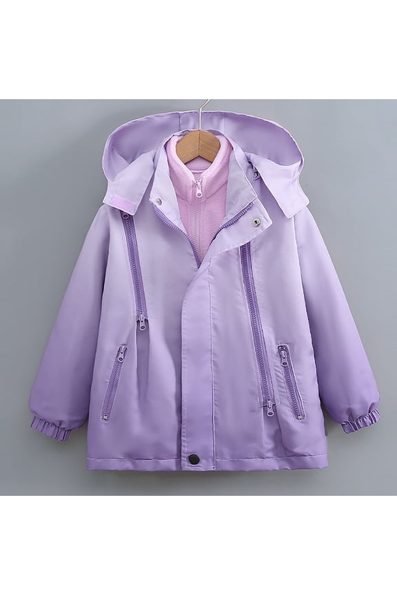 3-in-1 Juniors Purple Jacket 14T - Water-Resistant, Fleece Lined, Detachable Hood & Zipper Pockets - All Season Active Coat