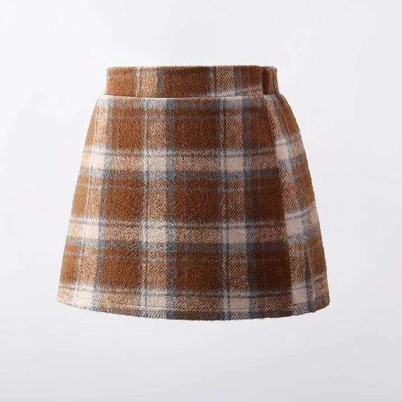 Trupants 4T Toddler Girl Khaki Plaid Mini Skirt - Elastic Waist, 100% Polyester, A-Line, Machine Washable