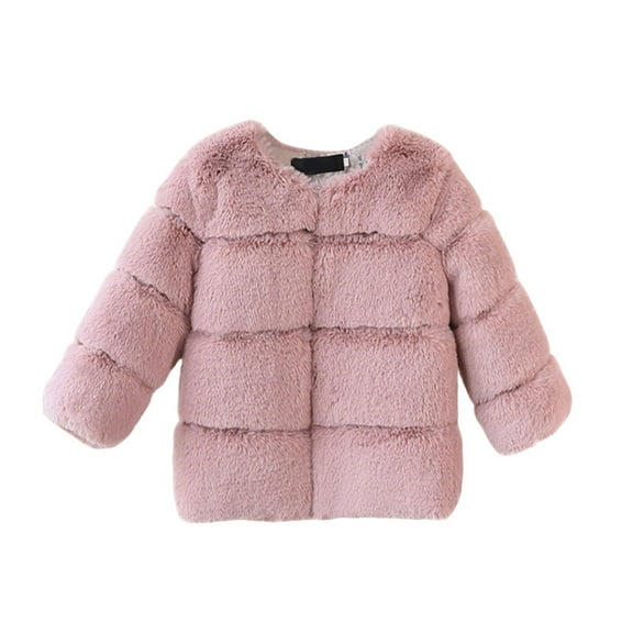 fnnxnal 4T Toddler Pink Faux Fur Coat - Warm Polyester, Animal-Friendly, Winter Outerwear for Toddlers