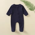 thumbnail image 1 of FAIOROI 6 Months Newborn Navy Infant Romper - Cotton, Full Zipper Footed, Hypoallergenic for Sensitive Skin, Easy Diaper Change, 1 of 3