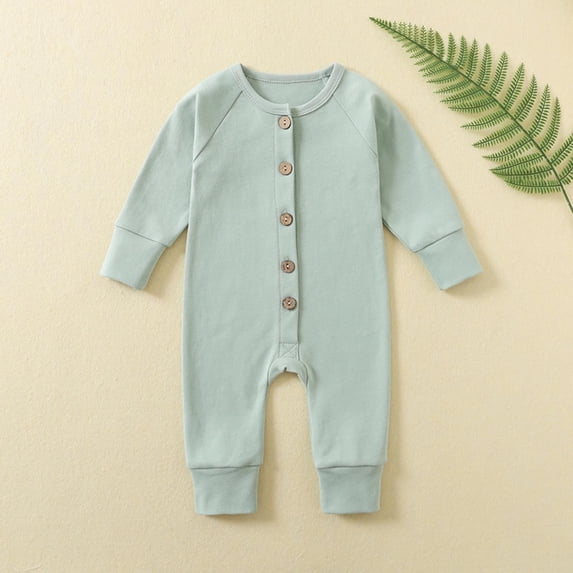 FAIOROI 9 Months Newborn Green Onesie - Cotton, Hypoallergenic & Breathable, Front Button Infant Romper for Easy Diaper Changes