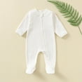 thumbnail image 1 of fnnxnal Baby Infant Footed Onesie 12 Months - White, 100% Cotton, Zipper Closure, Easy Diaper Change, Hypoallergenic & Breathable, 1 of 3