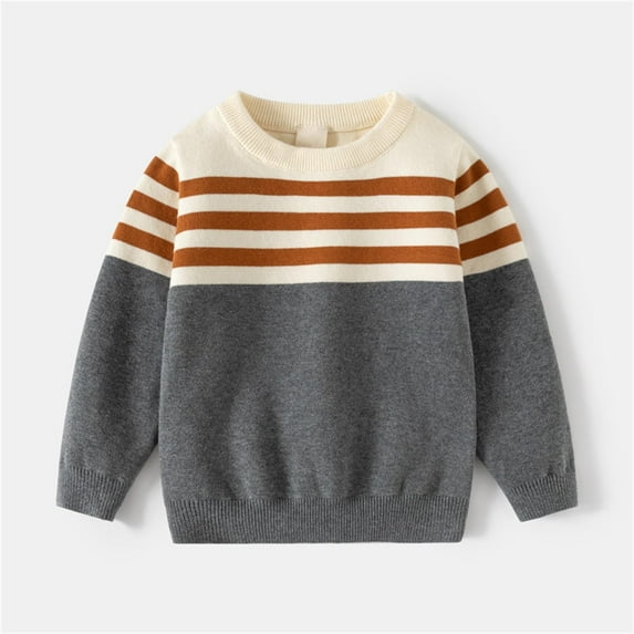Trupants Big Boys Sweater 9T Gray - Knit Cotton Crew Neck, Soft Durable, Easy On/Off for Daily Wear & School