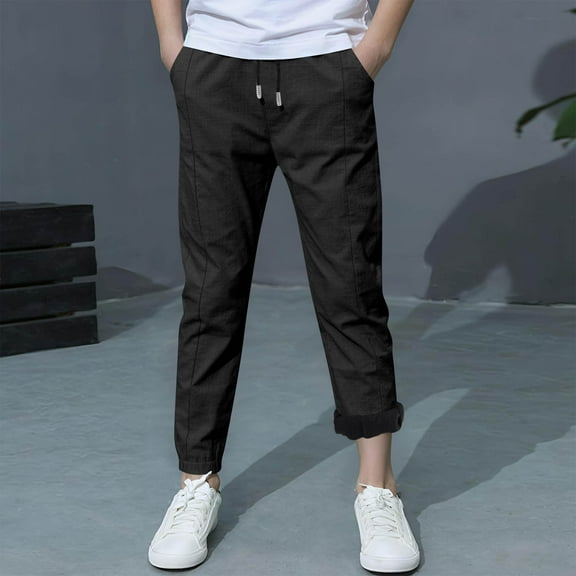 Trupants Big Boys Warm Fleece Lined Pants Polyester 7T Black - With Drawstring Waist & Elastic Cuffs for Fall/Winter Cool Days