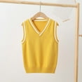 thumbnail image 1 of Trupants Big Boys' Yellow Knit Cotton Vest - 9-10T, Preppy V-Neck Sleeveless, Breathable School Uniform Layering, Vintage Casual Wear for Active Kids, 1 of 6