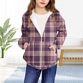 thumbnail image 1 of FAIOROI Big Girls' 10T Pink Plaid Zip-Up Hooded Jacket - 100% Polyester, Front Pockets, Spring & Fall Kids Outerwear, 1 of 6