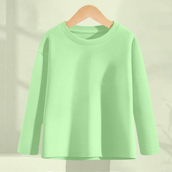 FAIOROI Big Girls 12T Green Long Sleeve Cotton Shirt - Soft Durable, Kids Top for School & Layering | Walmart Value