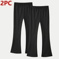 thumbnail image 1 of fnnxnal Big Girls 2-Pack 100% Cotton Flared Pants - Size 12T, Black, Soft Breathable for School & Everyday Wear, 1 of 8