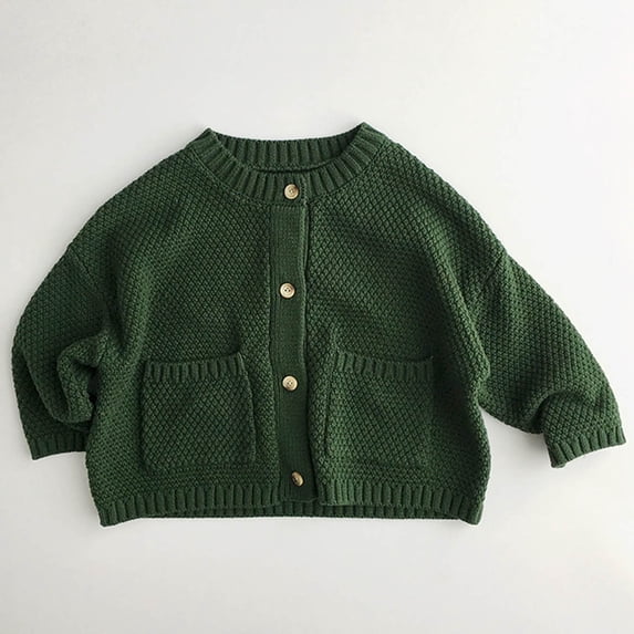 FAIOROI Big Girls' 8T Green Cardigan, 100% Polyester, Durable & Easy Care, Button Front with Pockets - Great for School & Active Play