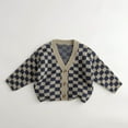 thumbnail image 1 of fnnxnal Big Girls' 8T Navy Checkered Cotton Knit Cardigan - Soft Durable, Easy On/Off, Button-Front, All-Season for Daily & School Wear, 1 of 9