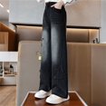 thumbnail image 1 of FAIOROI Big Girls Black Wide Leg Jeans 11-12T - Star Print, Elastic Waist 100% Denim, Durable Comfort for School & Play, 1 of 8
