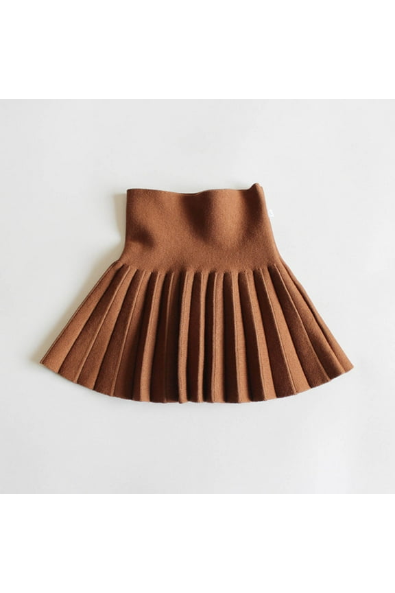 Big Girls' Cotton Pleated Skirt - Brown, 13-14T, Durable Breathable, Perfect for School & Everyday Wear
