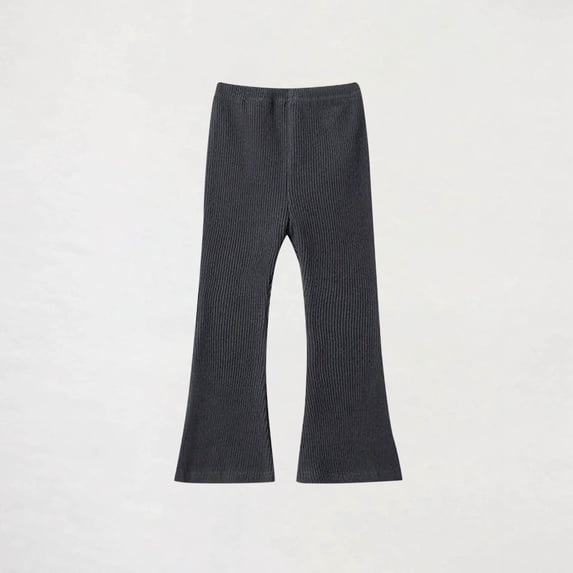 fnnxnal Big Girls' Flared Pants 7-8T Dark Gray - 100% Polyester Ribbed, Stretchy Trendy Bell-Bottoms, Durable Easy Care