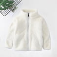 thumbnail image 1 of fnnxnal Big Girls Fleece Jacket 7T White, Soft Warm Full-Zip Stand Collar, Fall Spring Everyday Wear, Machine Washable, Durable, 1 of 3