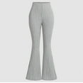 thumbnail image 1 of Trupants Big Girls' High-Waisted Retro Flared Pants - Gray, 8T - Polyester Spandex, Ribbed, Stretchy, Machine Washable for Active Play, 1 of 4