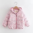 thumbnail image 1 of FAIOROI Big Girls Warm Pink Padded Jacket - Floral Hooded Puffer Coat, Nylon Spandex, Full-Zip with Pockets, 10T for Fall Winter Cold Weather, 1 of 9