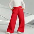 thumbnail image 1 of fnnxnal Big Girls Wide Leg Pants - Red 13-14T, 100% Polyester Soft & Durable, Elastic Waist with Side Pockets for Everyday Casual/Play Wear, 1 of 3
