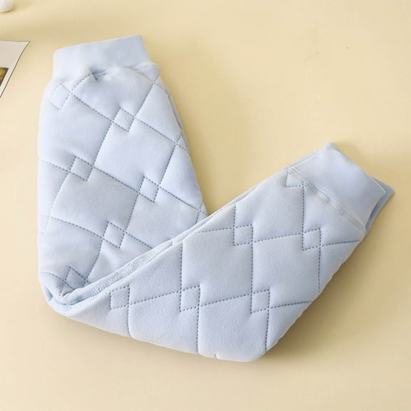 fnnxnal Blue Toddler Quilted Cotton Pants 4-5T - Winter Warm Kids' Pants with Elastic Waist, Cozy Cold Weather Cuffed Ankle Pants