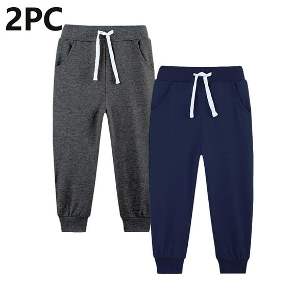 fnnxnal Boys' Jogger Pants 2PC Set - 100% Polyester, Dark Gray, 5T - Lightweight Quick-Drying, Elastic Waist with Drawstring for Little Boys